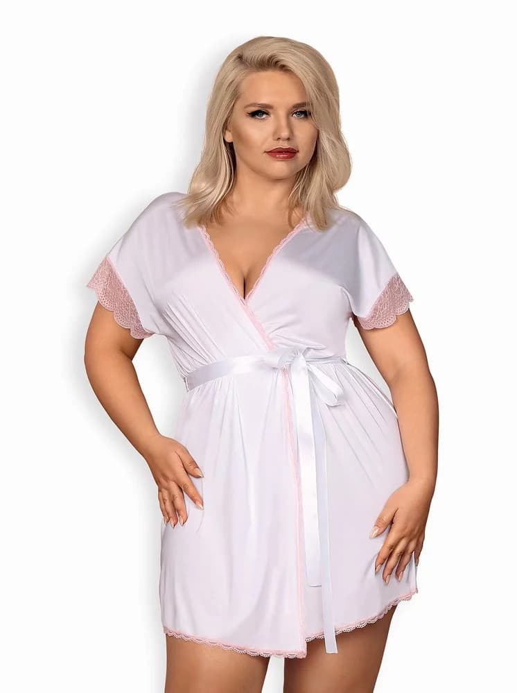 Elegantní župan Girlly peignoir XXL - Obsessive bílá