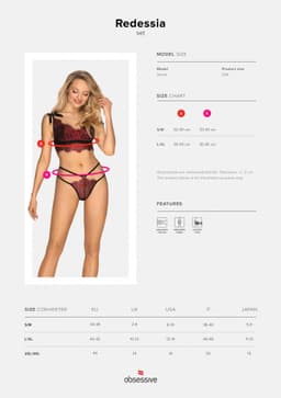 Romantický set Redessia top & thong - Obsessive červená 2