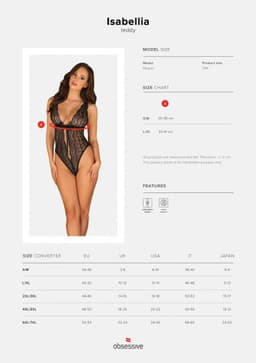 Smyslné body Isabellia teddy - Obsessive L/XL černá 2