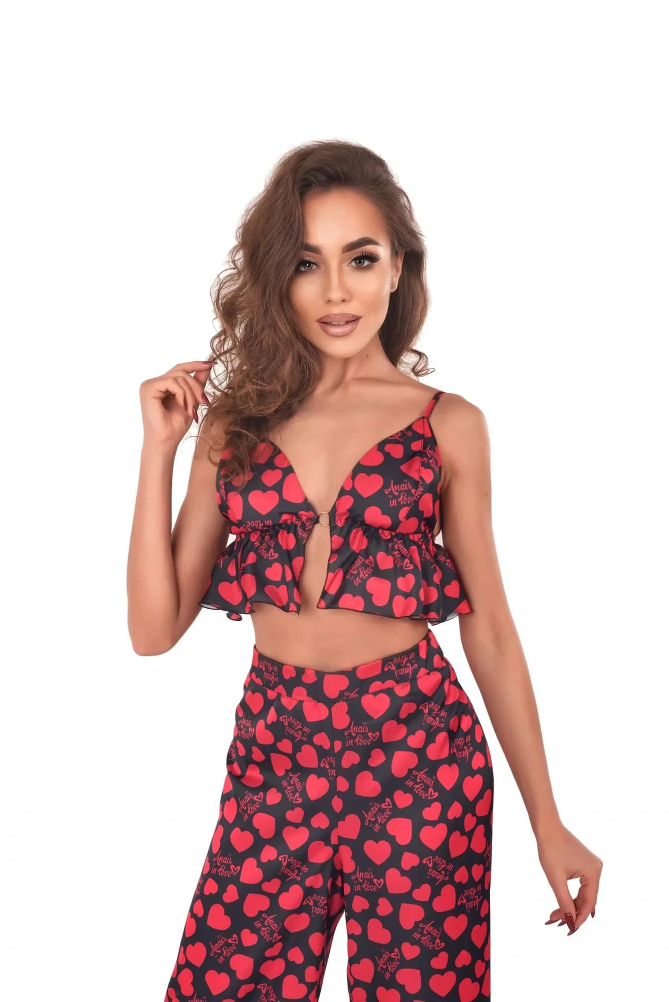 Krásný komplet Morgan Bra + Pants - Anais černá/červená