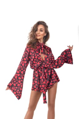 Svůdný župan Morgan Short Robe - Anais černá/červená 1