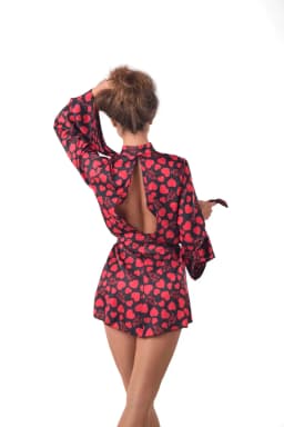 Svůdný župan Morgan Short Robe - Anais černá/červená 2