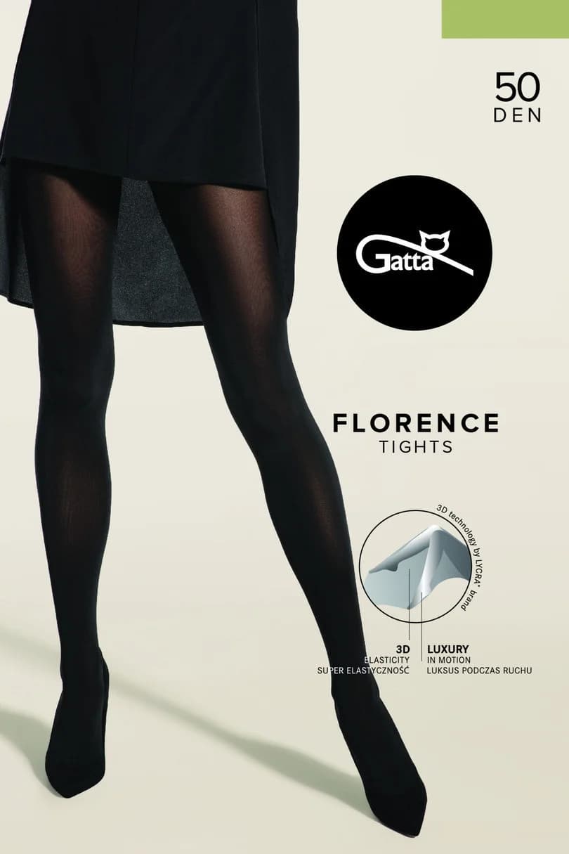 FLORENCE 50 - Dámské 3D punčocháče, 50 DEN NERO