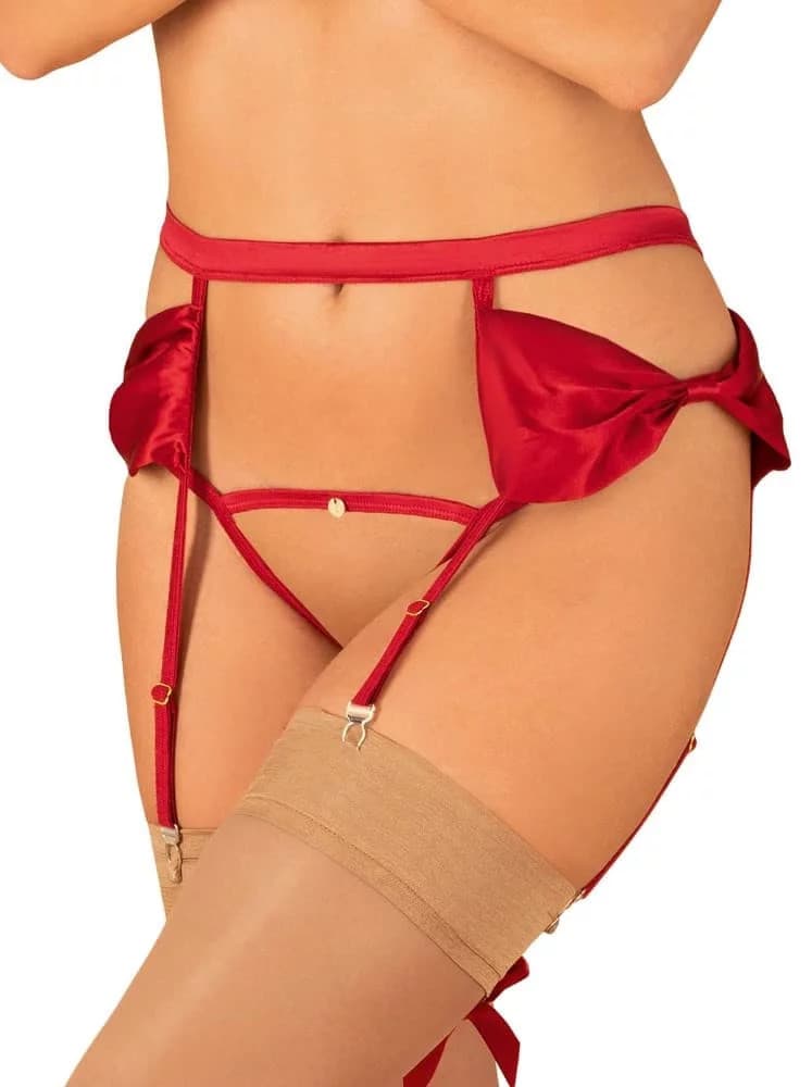 Svůdný podvazkový pás Rubinesa garter belt - Obsessive červená