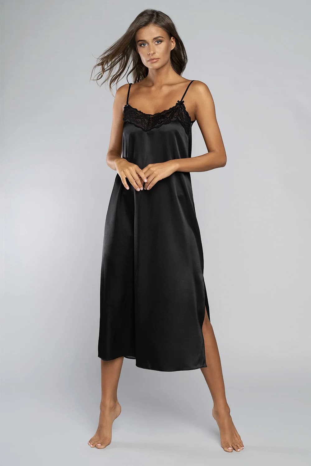 Dámská noční košile dlouhá Dotyk Černá - Italian Fashion černá